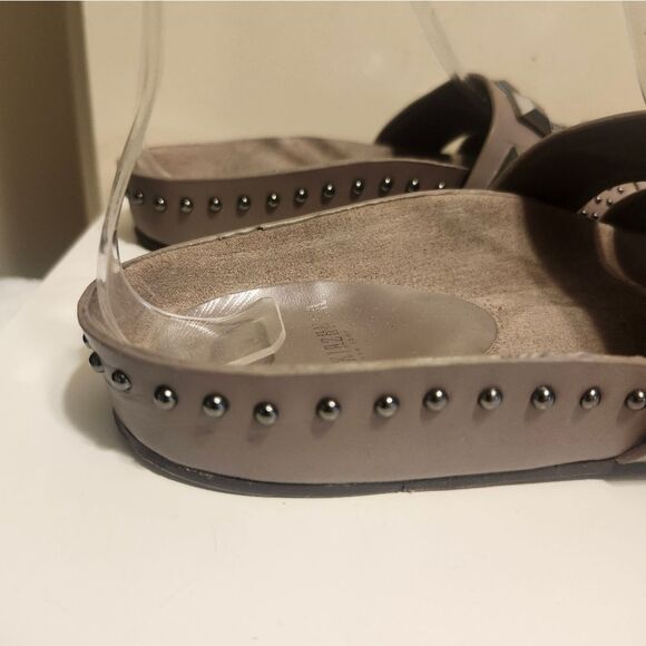 Ivy Kirzhner Gray Leather Strappy Slide Sandals w/Silver Matte studs Sz.7 $345 - Picture 9 of 11